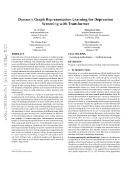 Dynamic Graph Representation Learning for Depression Screening with
  Transformer
