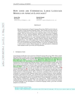 How Good are Commercial Large Language Models on African Languages?