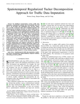 Spatiotemporal Regularized Tucker Decomposition Approach for Traffic
  Data Imputation