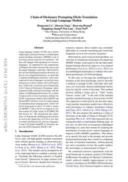 Chain-of-Dictionary Prompting Elicits Translation in Large Language
  Models