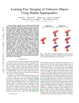 Learning-Free Grasping of Unknown Objects Using Hidden Superquadrics