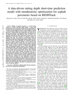 A data-driven rutting depth short-time prediction model with
  metaheuristic optimization for asphalt pavements based on RIOHTrack