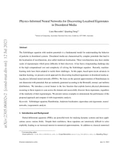 Physics-Informed Neural Networks for Discovering Localised Eigenstates
  in Disordered Media