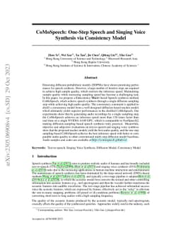 CoMoSpeech: One-Step Speech and Singing Voice Synthesis via Consistency
  Model