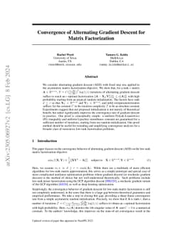Convergence of Alternating Gradient Descent for Matrix Factorization