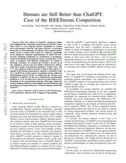 Humans are Still Better than ChatGPT: Case of the IEEEXtreme Competition