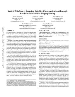 Watch This Space: Securing Satellite Communication through Resilient
  Transmitter Fingerprinting