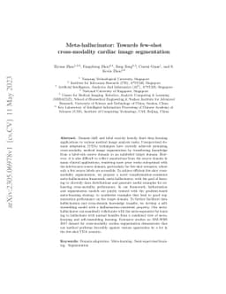 Meta-hallucinator: Towards Few-Shot Cross-Modality Cardiac Image
  Segmentation