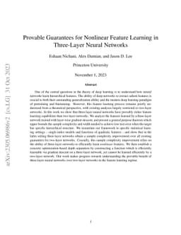 Provable Guarantees for Nonlinear Feature Learning in Three-Layer Neural Networks
