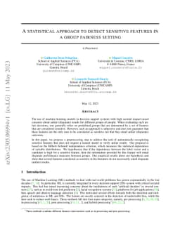 A statistical approach to detect sensitive features in a group fairness
  setting