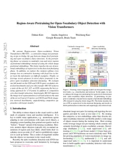 Region-Aware Pretraining for Open-Vocabulary Object Detection with
  Vision Transformers