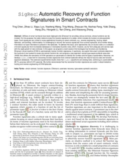 SigRec: Automatic Recovery of Function Signatures in Smart Contracts