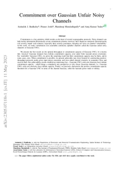 Commitment over Gaussian Unfair Noisy Channels