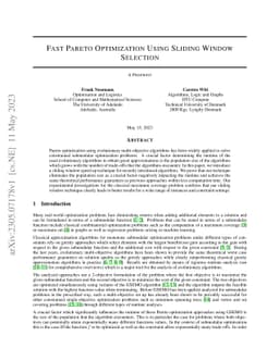 Fast Pareto Optimization Using Sliding Window Selection
