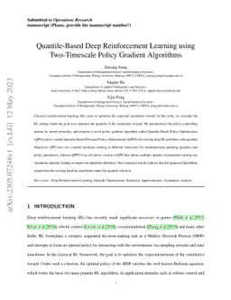 Quantile-Based Deep Reinforcement Learning using Two-Timescale Policy
  Gradient Algorithms
