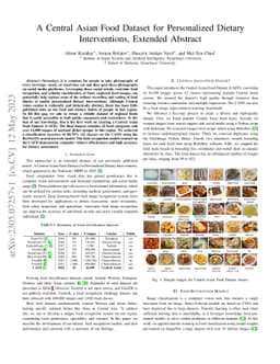 A Central Asian Food Dataset for Personalized Dietary Interventions,
  Extended Abstract