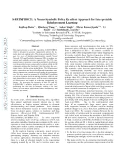 S-REINFORCE: A Neuro-Symbolic Policy Gradient Approach for Interpretable
  Reinforcement Learning