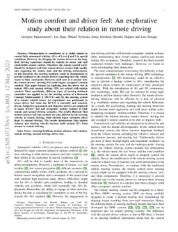 Motion comfort and driver feel: An explorative study about their
  relation in remote driving
