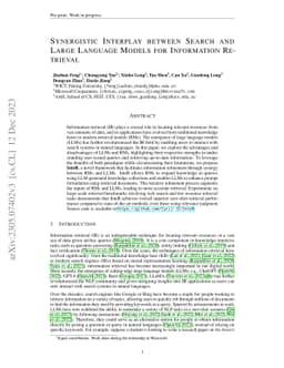 Synergistic Interplay between Search and Large Language Models for
  Information Retrieval