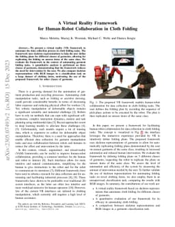 A Virtual Reality Framework for Human-Robot Collaboration in Cloth
  Folding