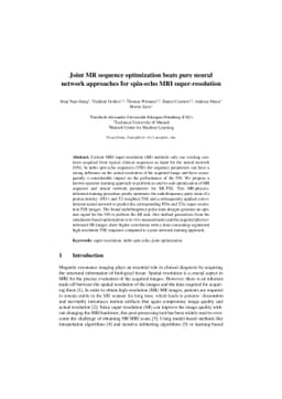 Joint MR sequence optimization beats pure neural network approaches for
  spin-echo MRI super-resolution