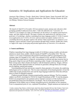 Generative AI: Implications and Applications for Education