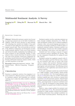 Multimodal Sentiment Analysis: A Survey
