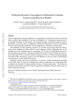 Predicting Resource Consumption of Kubernetes Container Systems using
  Resource Models