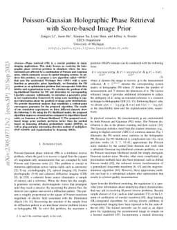 Poisson-Gaussian Holographic Phase Retrieval with Score-based Image
  Prior