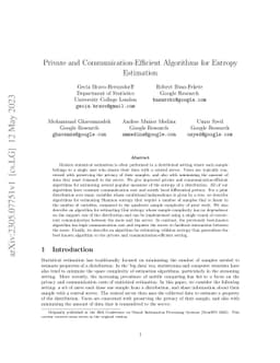 Private and Communication-Efficient Algorithms for Entropy Estimation