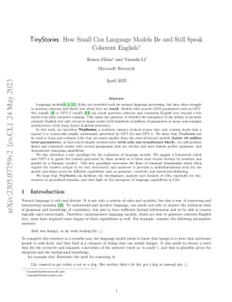 TinyStories: How Small Can Language Models Be and Still Speak Coherent
  English?