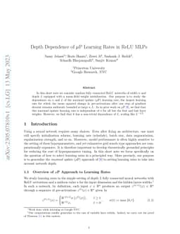 Depth Dependence of $μ$P Learning Rates in ReLU MLPs