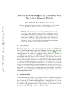 Scalable Educational Question Generation with Pre-trained Language
  Models