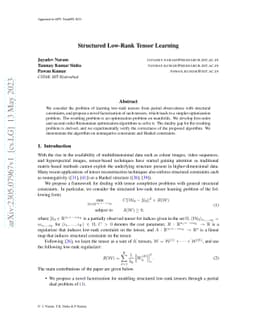 Structured Low-Rank Tensor Learning