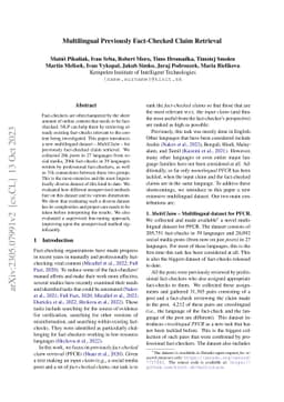 Multilingual Previously Fact-Checked Claim Retrieval