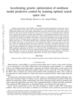 Accelerating genetic optimization of nonlinear model predictive control by learning optimal search space size