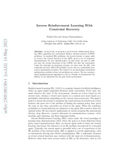 Inverse Reinforcement Learning With Constraint Recovery