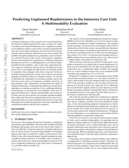 Predicting Unplanned Readmissions in the Intensive Care Unit: A
  Multimodality Evaluation