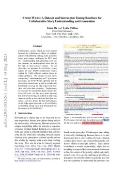STORYWARS: A Dataset and Instruction Tuning Baselines for Collaborative
  Story Understanding and Generation