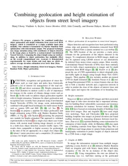 Combining geolocation and height estimation of objects from street level
  imagery