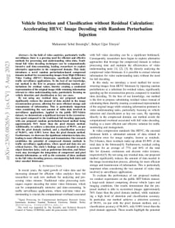 Vehicle Detection and Classification without Residual Calculation:
  Accelerating HEVC Image Decoding with Random Perturbation Injection