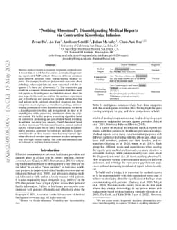 "Nothing Abnormal": Disambiguating Medical Reports via Contrastive
  Knowledge Infusion