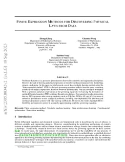 Finite Expression Methods for Discovering Physical Laws from Data