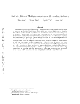 Fast and Efficient Matching Algorithm with Deadline Instances