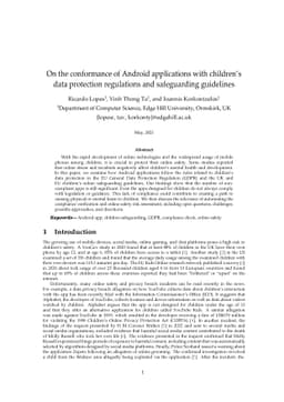 On the conformance of Android applications with children's data
  protection regulations and safeguarding guidelines