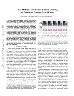 Cross-Modality Time-Variant Relation Learning for Generating Dynamic
  Scene Graphs