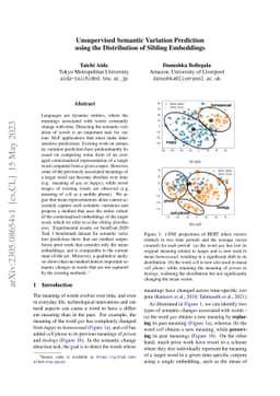 Unsupervised Semantic Variation Prediction using the Distribution of
  Sibling Embeddings