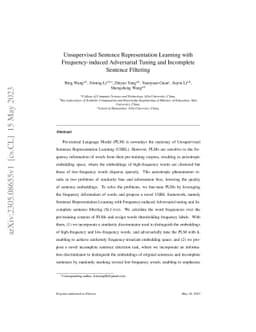 Unsupervised Sentence Representation Learning with Frequency-induced
  Adversarial Tuning and Incomplete Sentence Filtering