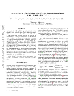 Accelerated Algorithms for Nonlinear Matrix Decomposition with the ReLU
  function
