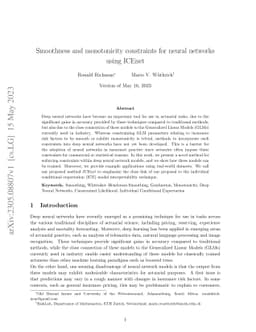 Smoothness and monotonicity constraints for neural networks using ICEnet